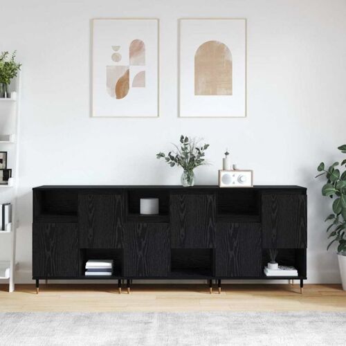 vidaXL Buffets 3 pcs Chêne noir 180 x 35 x 70 cm Bois d'ingénierie