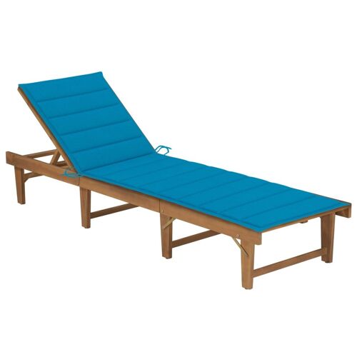 Transat Chaise Longue Bain De Soleil Lit De Jardin Terrasse Meuble D'extérieur Pliable Avec Coussin Bois D'acacia Solide Helloshop26 02_0012838