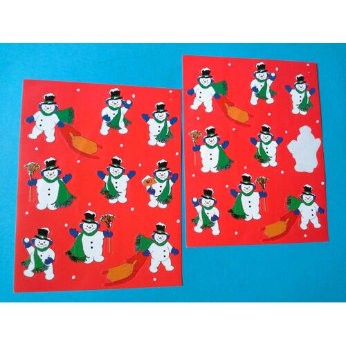 Lot 17 Stickers Bonhomme De Neige Balai Chapeau Luge Sans Acide