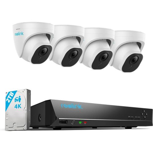CLOUDDS_4K Caméra De Surveillance Extérieure,Détection De Personne Et Véhicule,Kit Vidéo Surveillance Avec 8Ch 2To Nvr Et Caméra Ip Poe 4X 8Mp,30 Mètres Vision Nocturne Avec Audio,Rlk8-800D4