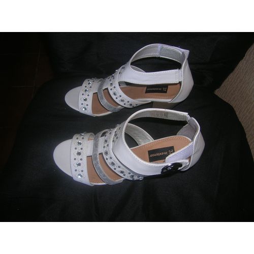 Sandales In Extenso 37 Blanc Talon 8,5cm.