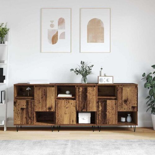 Vidaxl Buffets 3 Pcs Bois Ancien 180 X 35 X 70 Cm Bois D'ingénierie