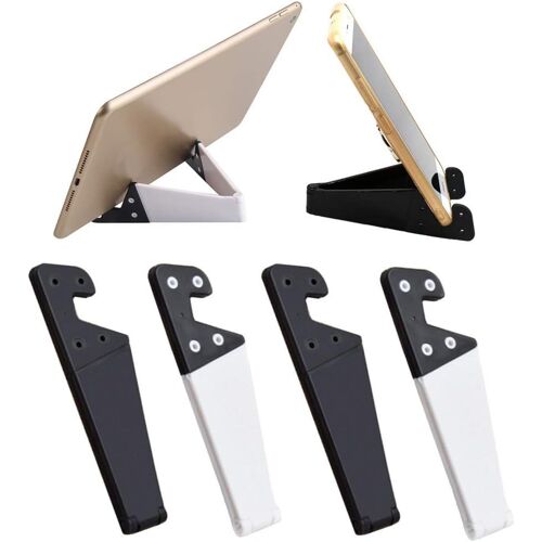 JGD-4 Pièces Support de Téléphone Portable Pliable, Forme de V Universel Poche Support Téléphone, Plastique Support de Bureau Compatible avec Tablettes Smartphones (Noir & Blanc)