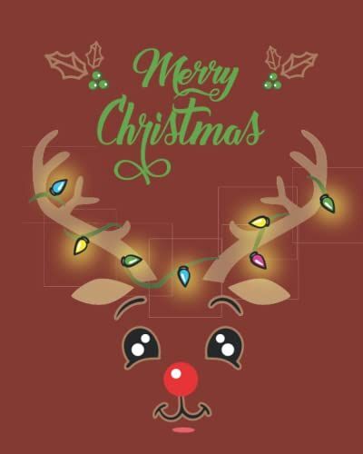 Merry Christmas Cute Reindeer Face Notebook: Composition Line Journal With Christmas Theme Interior, Christmas Gift Idea