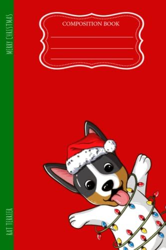 Rat Terrier Merry Christmas Dog Funny Composition Book Wide Ruled: Notebooks, Logbook, Composition Book, Journal 110 Pages 6x9 In