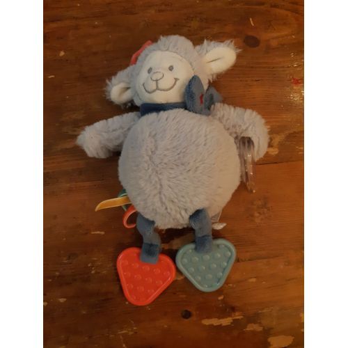 Peluche D'activités Mouton Noukie's Guss Et Victor Gris Anneau Dentition 25 Cm
