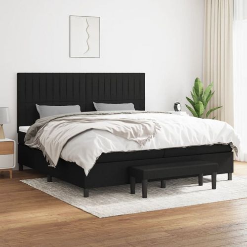 3136783 Vidaxl Lit À Sommier Tapissier Avec Matelas Noir 200x200 Cm Tissu