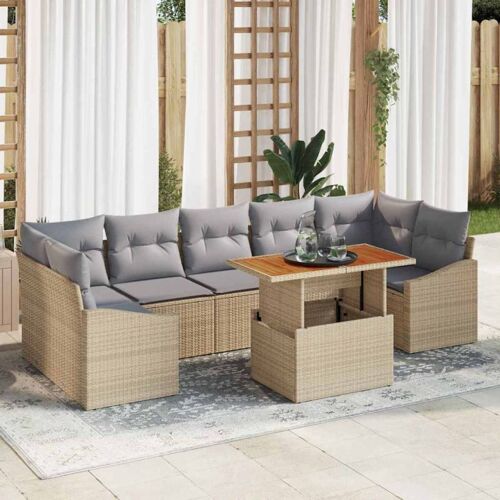 Vidaxl Ensemble De Canapé De Jardin 8 Pcs Beige, Gris Clair