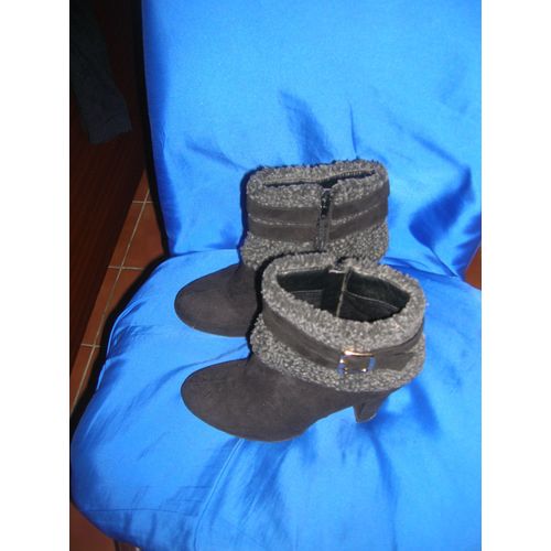 Bottines Gémo 37 Noir Talon 9,5 Cm.