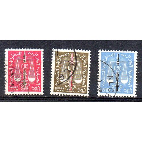 Algérie- 3 Timbres Taxe Oblitérés- Balance 