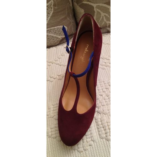 Escarpins Mellow Yellow Modèle Rebecca Bordeaux À Bride Bleu Talons Fins T39