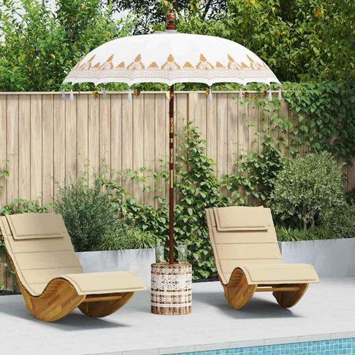 Parasol Balinais Crème 180-190 Cm Coton, Bois Massif