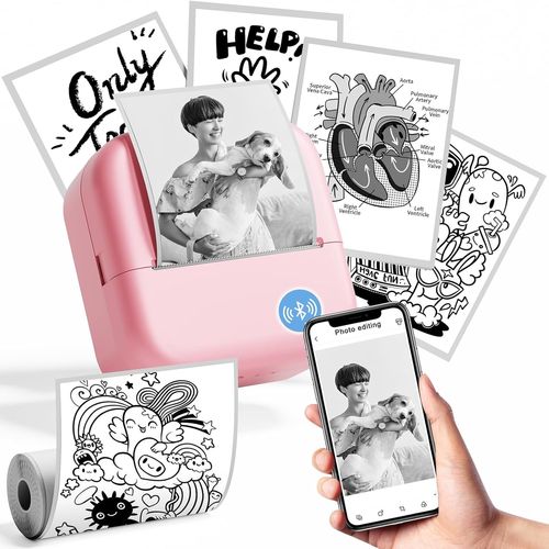 Hamiltion-Mini Imprimante Portable M02L, Mini Autocollant Imprimante Mini Photo Imprimante,Imprimante Photo Portable,Imprimante Autocollant Pour Téléphone,Compatible Avec Phone Et Tablette,Rose