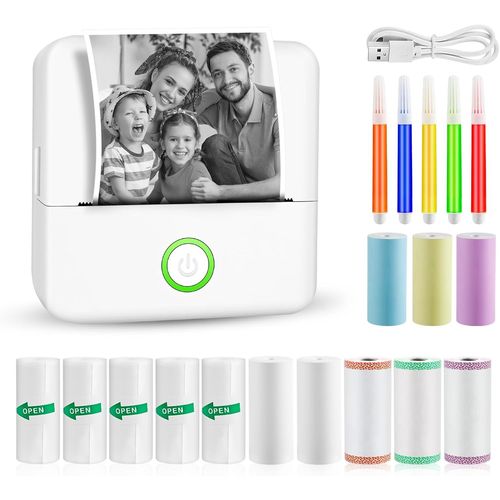 Hamiltion-Imprimante Photo Portable, Mini Imprimante Photo Instantané Sans Fil, Imprimante Thermique Sans Fil Bt Imprimante Mobile, Imprimante Pour Photos Liste D'Étiquettes, Pour Photo, Reçu, Mémos