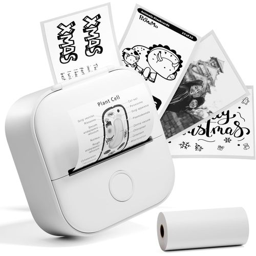 CHECARZHN--NO1-T02 Mini Imprimante Imprimante Photo Portable T02 Imprimante Thermique Portable Bluetooth Noir Blanc Imprimante Sans Encre Pour Notes D'Apprentis , Impression D'Image