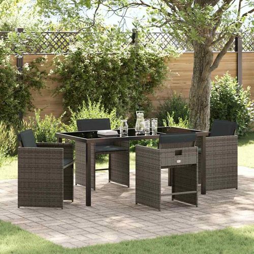 Vidaxl Ensemble De Salle À Manger Pour Jardin 5 Pcs Gris Polyrotin