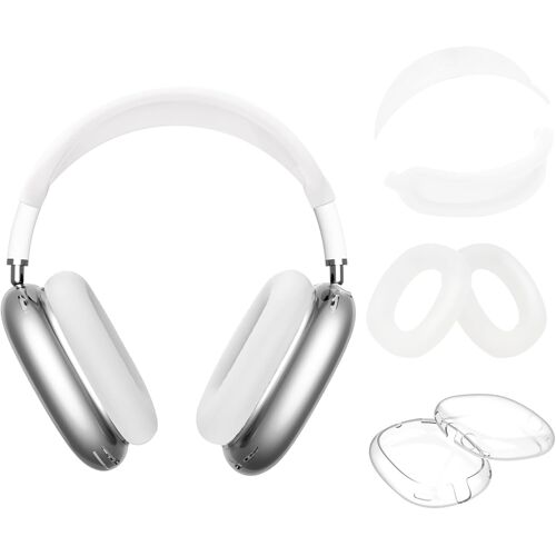 acdsgd-Lot de 4 Coques de Protection en Silicone + Coque de Protection en TPU + Bandeau pour écouteurs Apple AirPods Max (Transparent)