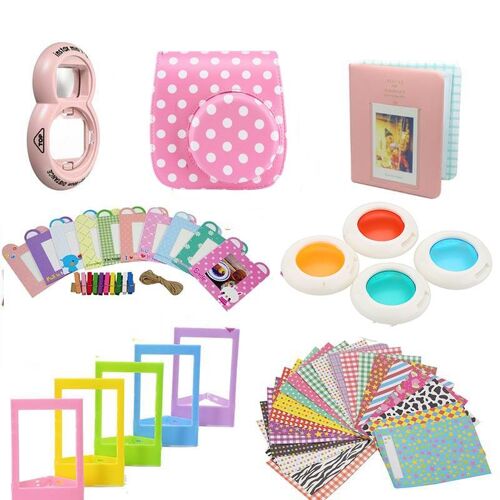 Ensemble d'accessoires pour Fujifilm Instax Mini 8/9 - Rose en pointillée