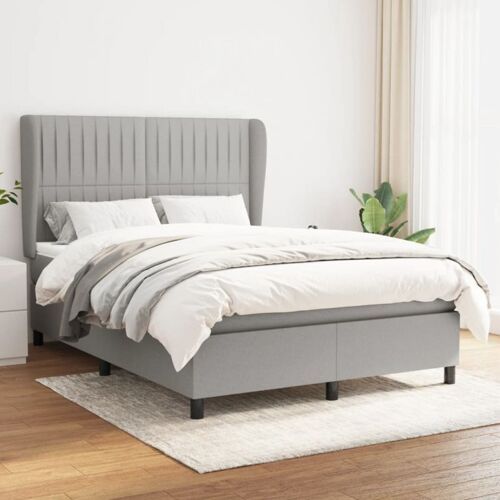VidaXL Lit à sommier tapissier avec matelas Gris clair 140x200cm Tissu - Modèle 3128125
