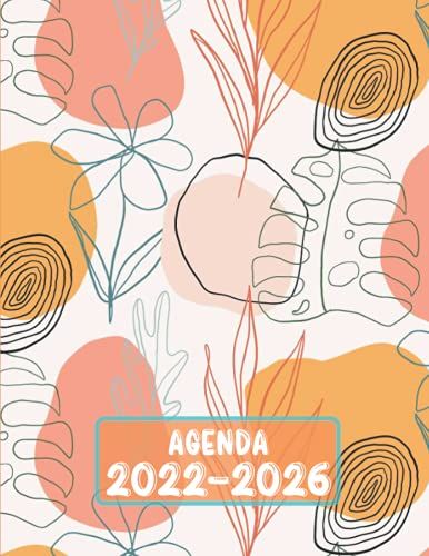 Agenda 2022 - 2026: Plantes Esthétiques Pastel Art Déco. Planificateur Mensuel De 5 Ans. Grand Format 18x25 Cm. Calendrier De 60 Mois, 2 Pages Par Mois.