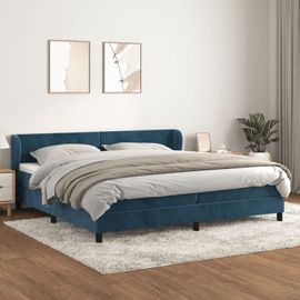 3127395 Vidaxl Lit À Sommier Tapissier Et Matelas Bleu Foncé 200x200cm Velours