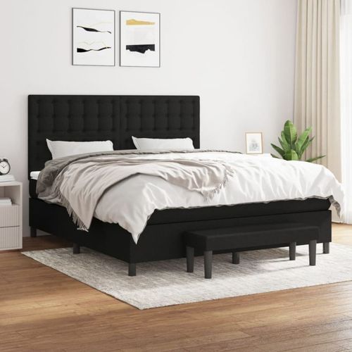Vidaxl Lit À Sommier Tapissier Avec Matelas Noir 160x200 Cm Tissu - Modèle 3136927