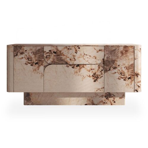 Buffet 2 Portes 2 Tiroirs Beige Marron
