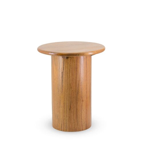 Table d'appoint pied cylindrique en bois beige Ø 45 cm