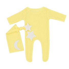 Ylsteed-Barboteuse à Pieds pour nouveau-né,Combinaison à Manches sulf,Patch Étoile de Lune,Accessoires Photo pour Bébé Garçon,Tenue de Photographie - Type YELLOW-0-1Month
