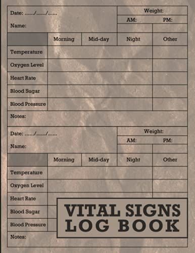 Vital Signs Log Book: A Journal For Keeping Track Of Your Weight, Blood Sugar, Blood Pressure... Personal Health Record Keeper & Logbook For Nurses