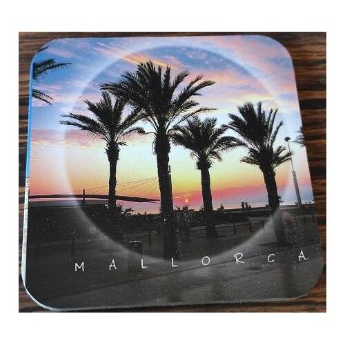 Espagne Sous Bock Beermat Majorque Palmiers Et Coucher Du Soleil