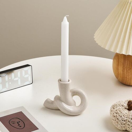 Bougeoir en céramique Bougeoir abstrait moderne chandeliers cône décorations pour table centre de table salon TV Stand cheminée ou étagère, S