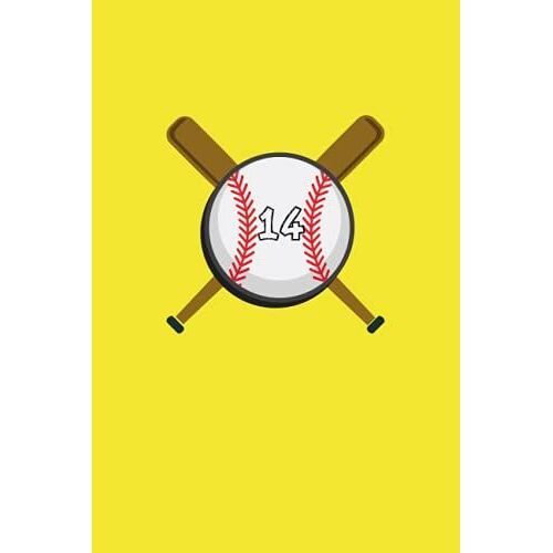 14 Journal: A Softball Jersey Number #14: One Notebook For Writing And Taking Notes: Awesome Personalized Gift For All Baseball Players, Coach 110 Pages 6x9 Inches , Yellow Red White Notebook