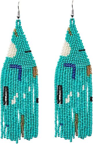 Heytea Long Beaded Dangle Earrings \\U2013 Boho Native Handmade Seed Bead Tassel Earrings Pour Femmes Et Filles, Bohemian Large Statement Beaded Drop Fr