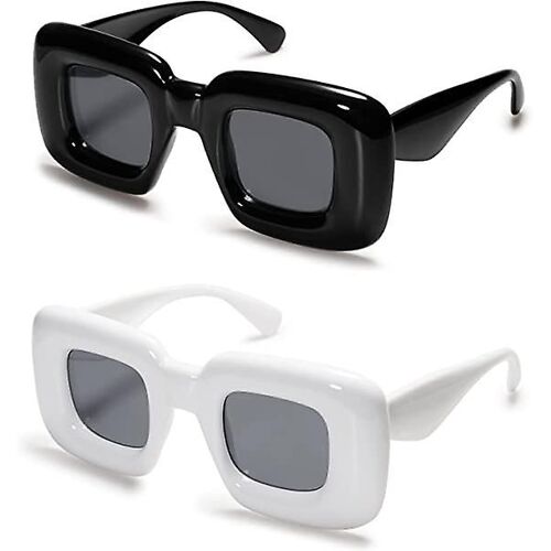 Lunettes De Soleil Gonflées Carrées Mignonnes Pour Femmes Hommes À La Mode Chunky Lunettes Rétro Épais Monture Drôle Masque Nuances Vl9733