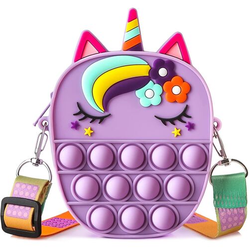 Pop Purse Fidget Sacs À Bandoulière Pour Filles Femmes, Pop Bag Lovely Unicorn Fidget Crossbody Bag Toy School Supplies, Push Bubble Handbags Puppet Wallet Fo