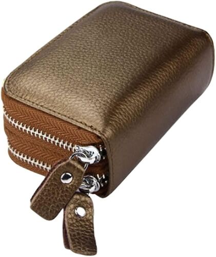 Portefeuille de blocage Rfid pour femmes Porte-carte de visite En cuir Porte-carte de crédit Bronze -