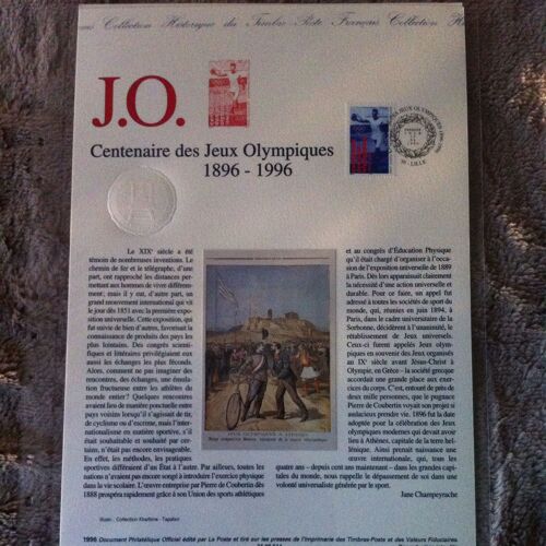 Document Philatelique Officiel 1996 - Centenzire Jeux Olympiques 1896-1996