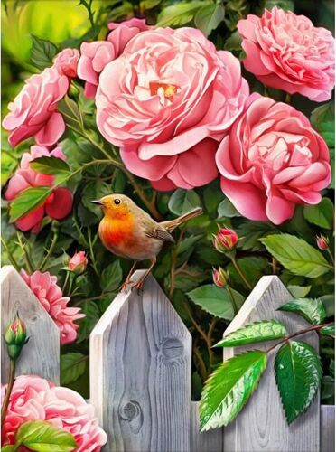 Heytea Flowers Diamond Art Kits Pour Adultes Débutants Round Full Drill 5d Bricolage Pink Flowers Diamond Painting Kits Animal Diamond Art Painting Kits Bird