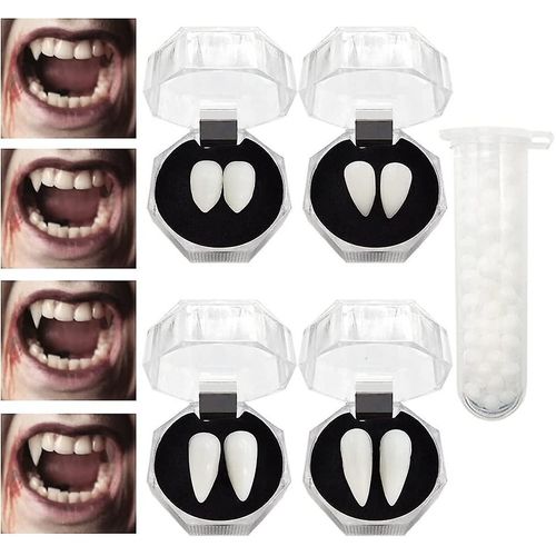4 Paires De Dents De Vampire D¿Halloween, Crocs De Vampire, Horreur Fausses Dents Pour Cosplay Halloween Theme Party Favors (4 Tailles)