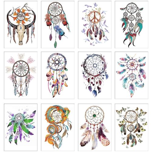 12 Feuilles Tatouages Temporaires Dream Catcher Tatouages Pour Filles Femmes