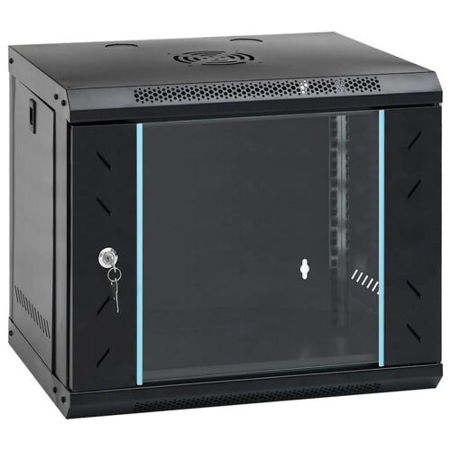 vidaXL Armoire réseau avec stockage Noir 53 x 45 x 45 cm Acier