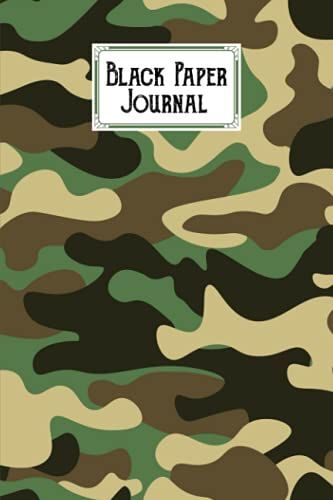 Black Paper Journal: Black Paper Journal Camo Print Cover, 6x9 Black Paper Journal With Lined Black Pages | Reverse Color Notebook | Black Out Paper | Lightly Lined | 120 Pages | By Kerstin Wilhelm