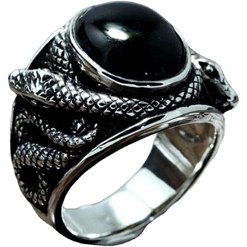 Bague Serpent, Bague Serpent Reptile Pour Hommes, Bague Serpent Viking Nordique Bijoux Serpent, Bague Serpent Celtique Black Gem Snake Band Bague Punk Cobra Serpent Animal R