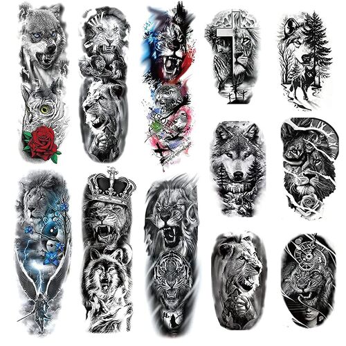 Tatouage De Manche Temporaire Pour Les Femmes Hommes Adolescents Enfants Garçons, Autocollant De Tatouage Demi-Bras Longue Durée Et Imperméable À L'eau Corps Faux Tatouages Réaliste Transfert De Tatou