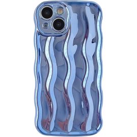 Ondulation de l'eau Motif Curly Wave Frame Doux Compatible avec iPhone Case (Bleu Clair, iPhone 12 Pro Max)