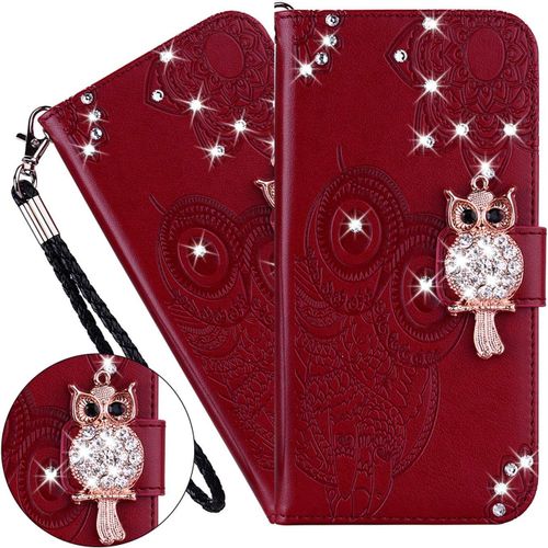 Coque Iphone 6s / Iphone 6,Portefeuille Etui Housse Pour Iphone 6s Coque Gaufrage Paillette Diamant Hibou Pu Cuir Flip Wallet Etui Coquille Couverture Pour Iphone 6s,Yk Owl Brown