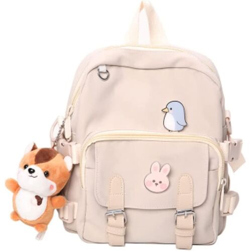 Mignon Mini Sacs à Dos Avec Pins Kawaii Mini Sac à Dos Pour Adolescents Kawaii Petit Sac à Dos (beige,9''(l)*3.1''(w)*10.6''(h))