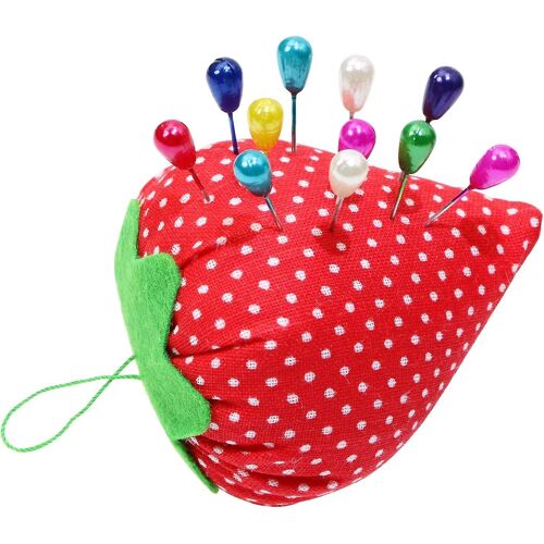 1pcs Strawberry Pin Cushion Needle Holder Avec 40pcs Pearlized Head Straight Sewing Pins Pour Tissu Quilting Sewing Briy Crafts Projects Couturière Juif