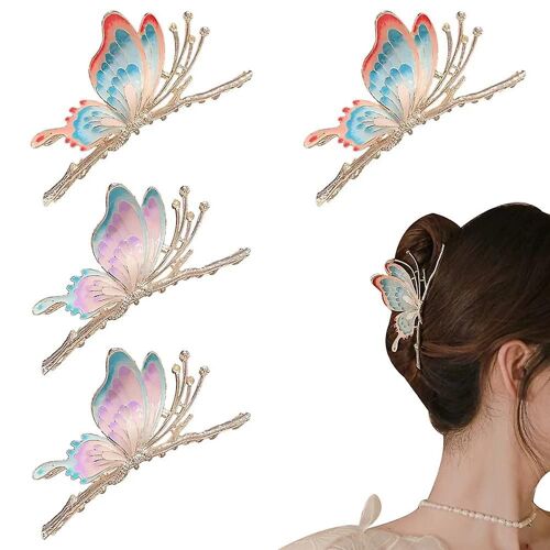 Heytea 4 Pcs Butterfly Hair Claw Clip, Coiffure Épaisse, Accessoires De Cheveux De Mode, Cadeaux De Noël Pour Femmes Fille 